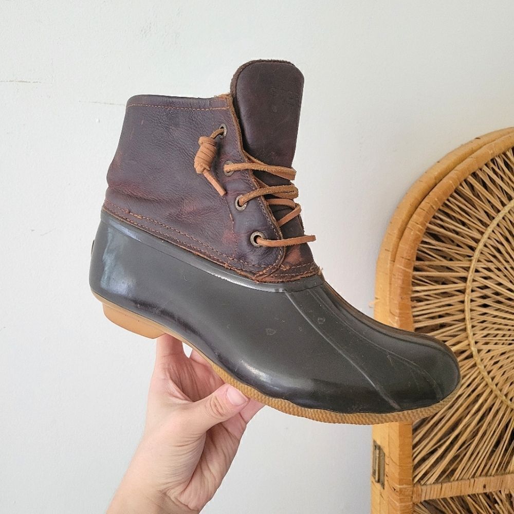 Sperry Topsider Saltwater Waterproof Leather Duck Boot Brown 10M